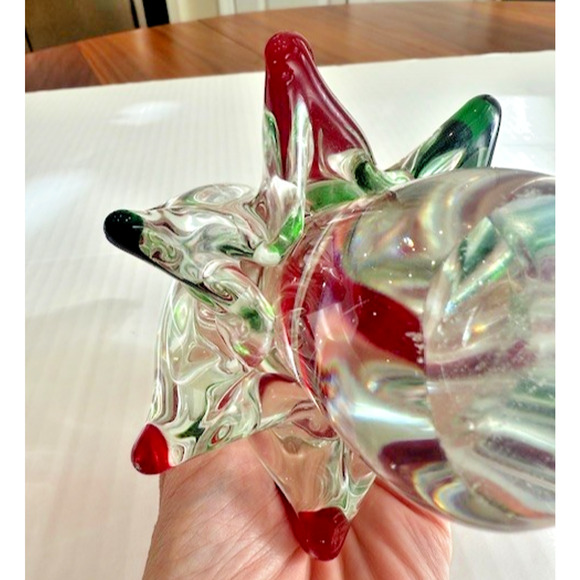 Blown Art Glass Christmas Tree ~ Clear Red & Green Swirl Twisted ~ 8” New - Picture 14 of 14
